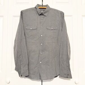 John Varvatos Men’s Button Down Shirt Medium Gray Plaid Long Sleeve Casual